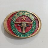 Texas Longhorn Star vintage belt buckle – front view