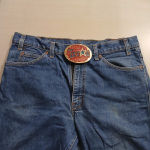 Texas Star vintage belt buckle – worn on belt with jeans