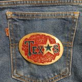 Texas Star vintage belt buckle – on jeans back pocket