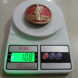Top Gun vintage belt buckle – on scale showing weight
