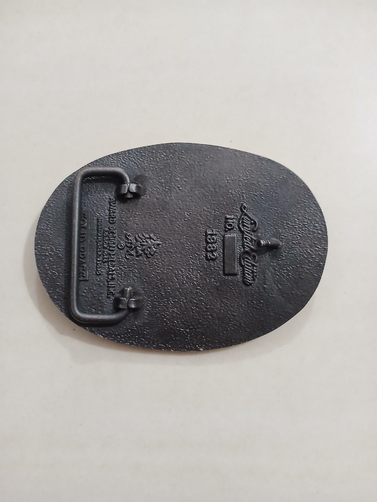 Totco Oil Workers Vintage Belt Buckle – Back view Totco Oil Workers vintage belt buckle – back view