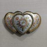 Triple Heart Floral vintage belt buckle – front view