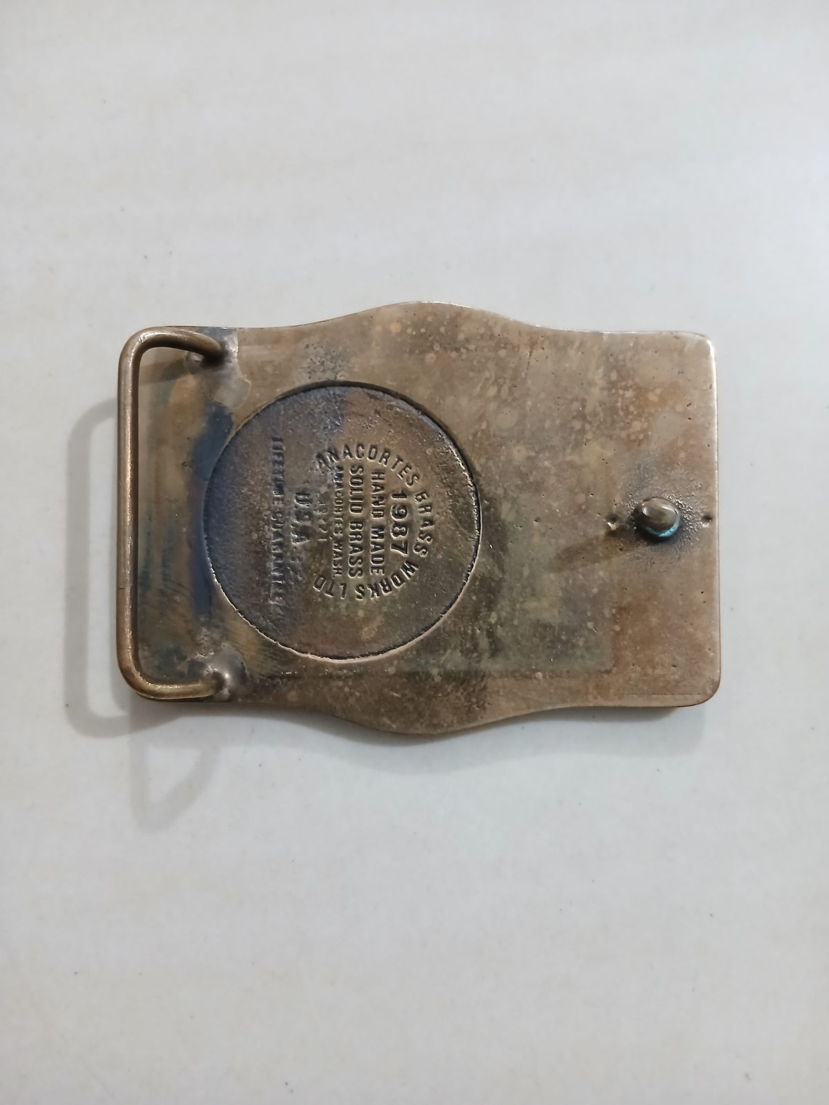 UOSS Udelhoven Oilfield Alaska Vintage Belt Buckle – Back view UOSS Udelhoven Oilfield Alaska vintage belt buckle – back view