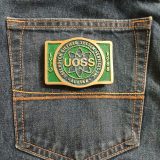 UOSS Udelhoven Oilfield Alaska vintage belt buckle – on jeans back pocket