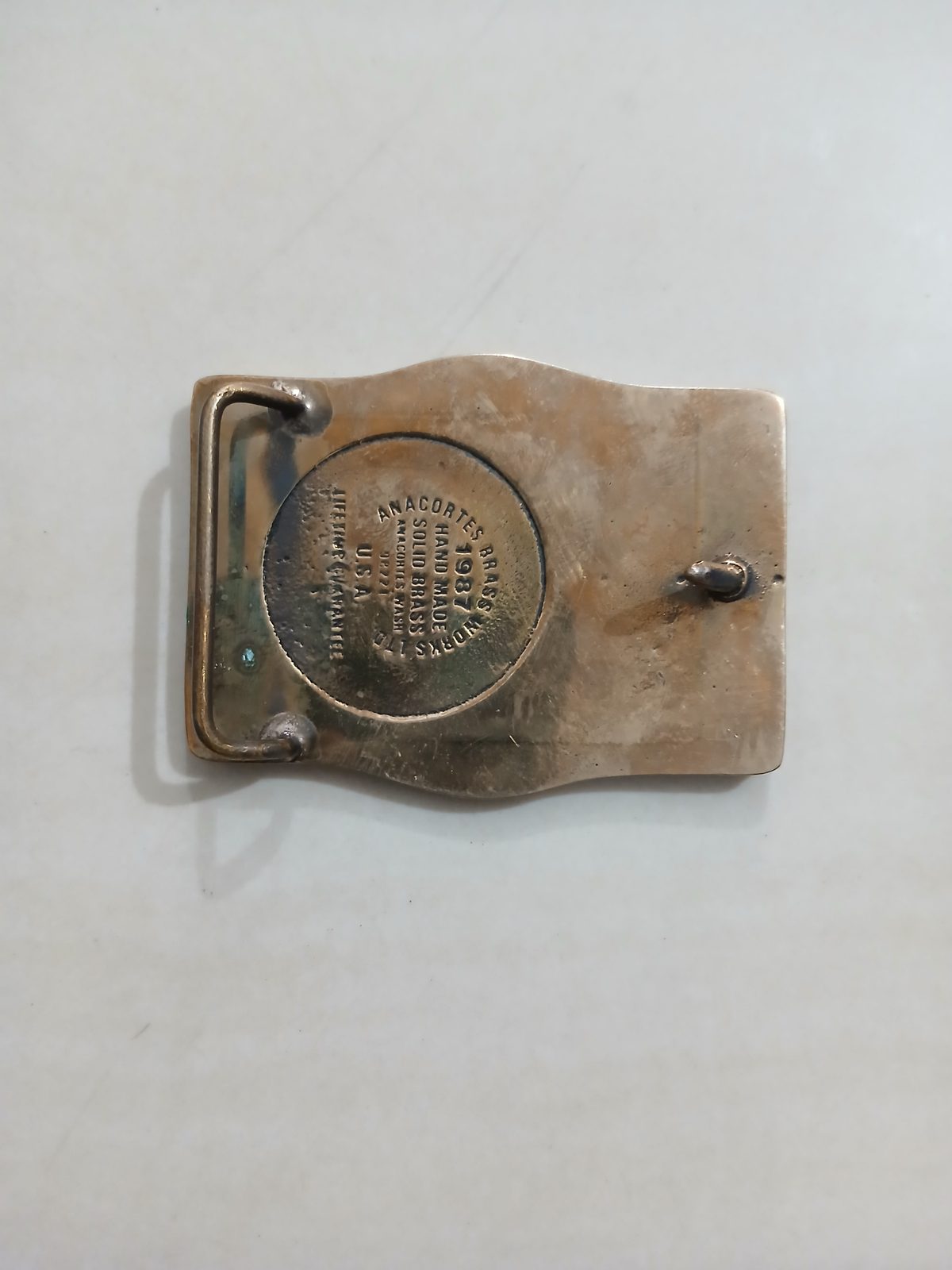 UOSS Udelhoven Oilfield Alaska Vintage Belt Buckle – Back view UOSS Udelhoven Oilfield Alaska vintage belt buckle – back view