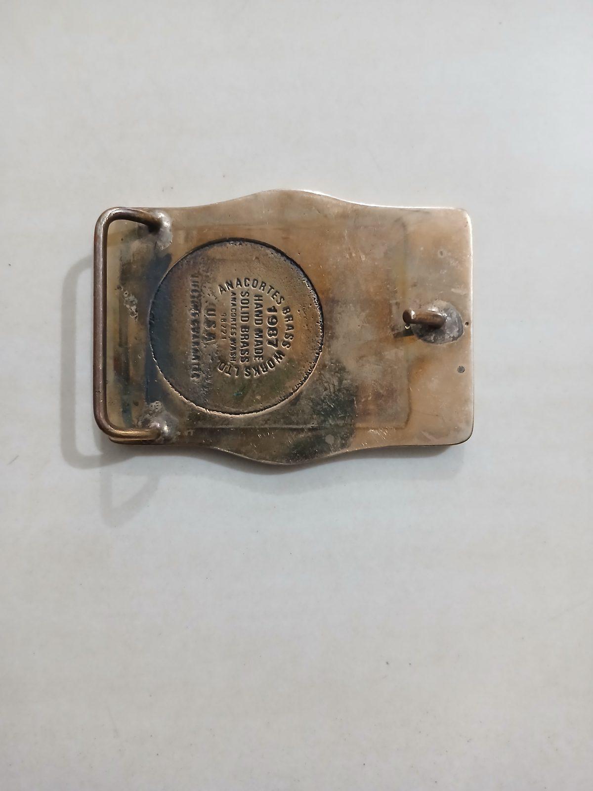 UOSS Udelhoven Oilfield Alaska Vintage Belt Buckle – Back view UOSS Udelhoven Oilfield Alaska vintage belt buckle – back view