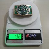 UOSS Udelhoven Oilfield Alaska vintage belt buckle – on scale showing weight