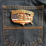 USA Flag Oil Rigs vintage belt buckle – on jeans back pocket