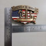 USA Flag Oil Rigs vintage belt buckle – with ruler for size
