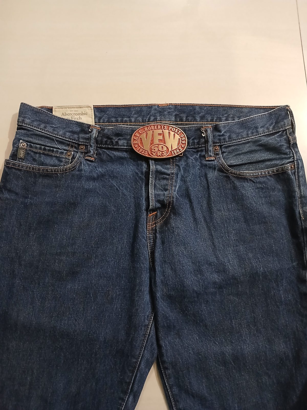 VFW 50 Years 1933-1983 Vintage Belt Buckle – Worn on belt with jeans VFW 50 Years 1933-1983 vintage belt buckle – worn on belt with jeans