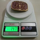Virginia Coat of Arms vintage belt buckle – on scale showing weight