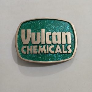 Vulcan Chemicals vintage belt buckle – front view