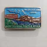 Washington Construction North Fork Toutle River vintage belt buckle – front view