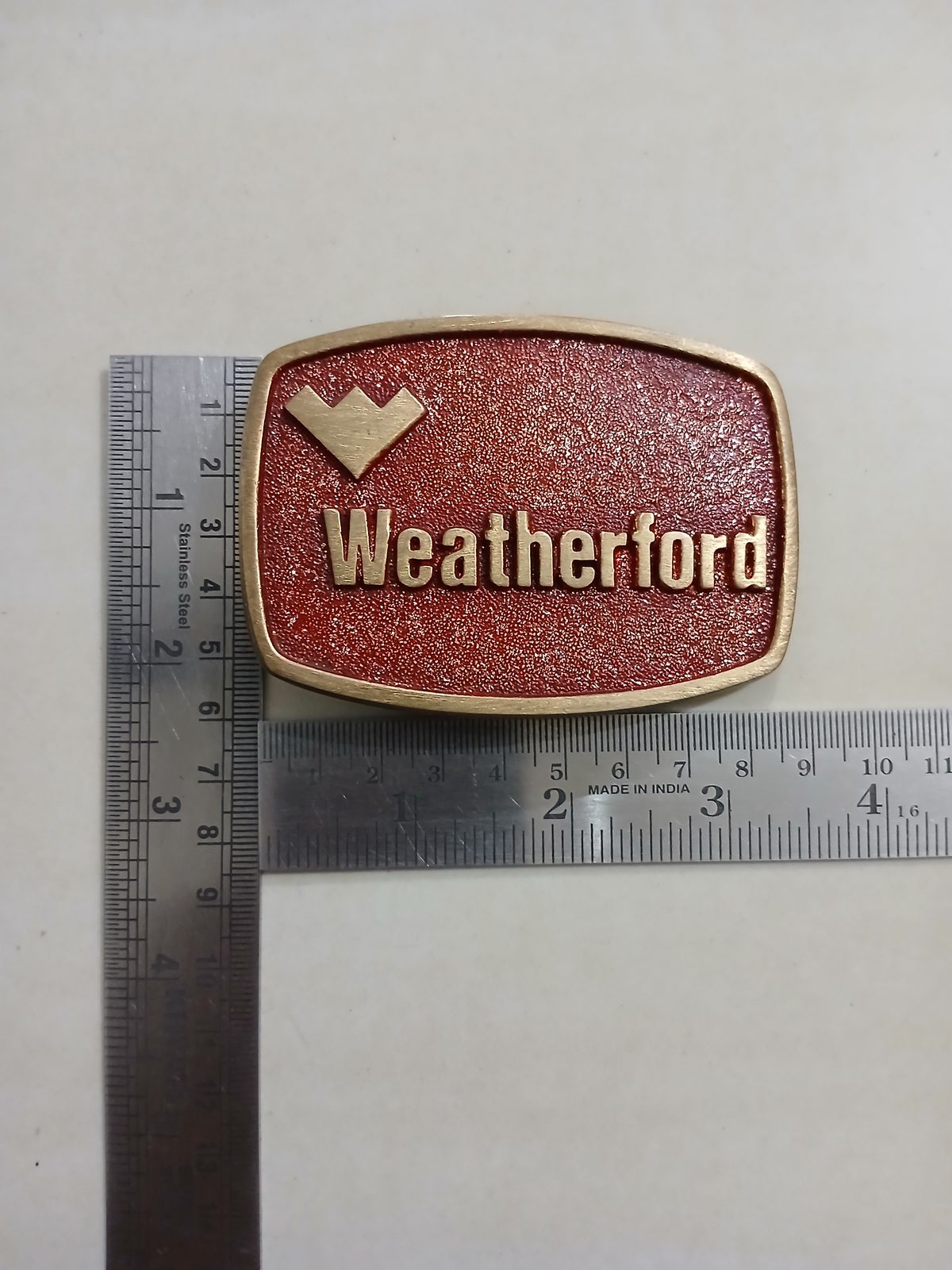 Weatherford Vintage Belt Buckle – With ruler for size Weatherford vintage belt buckle – with ruler for size