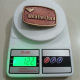 Weatherford vintage belt buckle – on scale showing weight