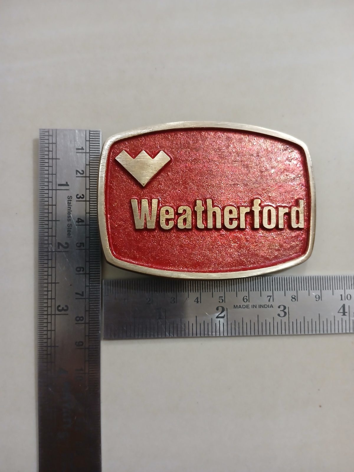 Weatherford Vintage Belt Buckle – With ruler for size Weatherford vintage belt buckle – with ruler for size