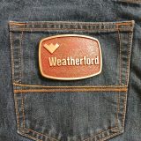Weatherford vintage belt buckle – on jeans back pocket