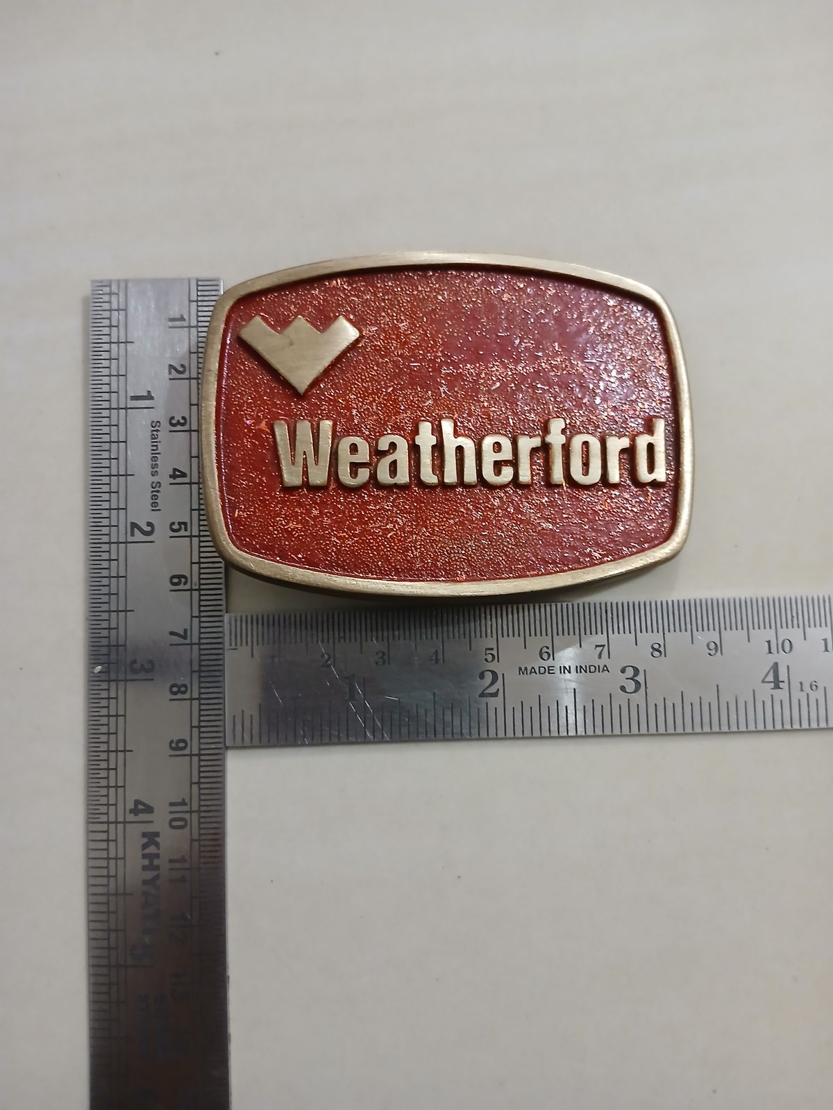Weatherford Vintage Belt Buckle – With ruler for size Weatherford vintage belt buckle – with ruler for size