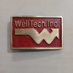 WellTech Inc vintage belt buckle – front view