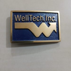 WellTech Inc vintage belt buckle – front view