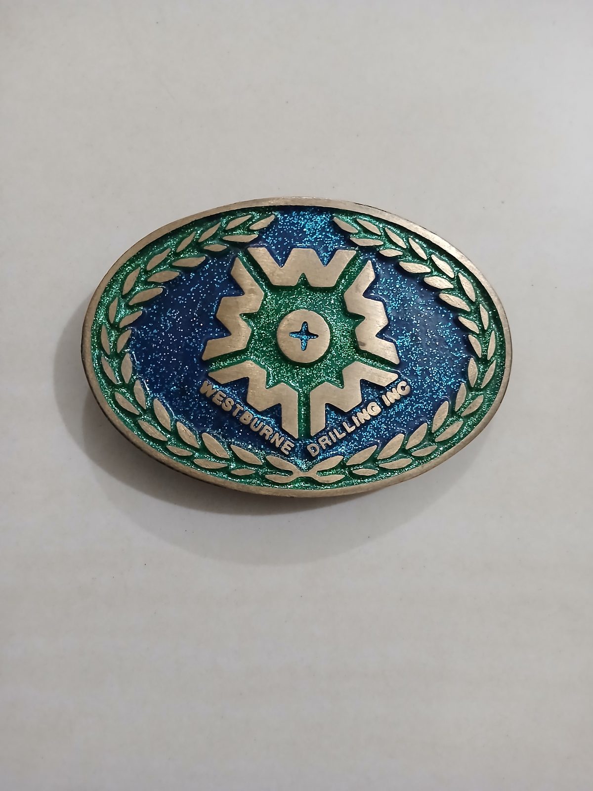 Westburne Drilling Inc Vintage Belt Buckle – Front view Westburne Drilling Inc vintage belt buckle – front view