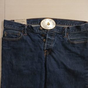 Western Silver Engraved vintage belt buckle – worn on belt with jeans