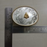Western Silver Engraved vintage belt buckle – with ruler for size