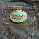 Whale vintage belt buckle – on jeans back pocket