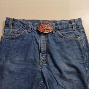 Wild Well Control vintage belt buckle – worn on belt with jeans
