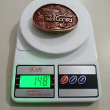 Wild Well Control vintage belt buckle – on scale showing weight