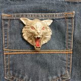 Wolf Head vintage belt buckle – on jeans back pocket