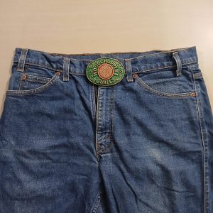 Woodchoppers Ball vintage belt buckle – worn on belt with jeans