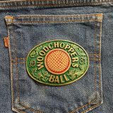 Woodchoppers Ball vintage belt buckle – on jeans back pocket