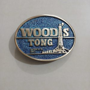 Woods Tong Service vintage belt buckle – front view